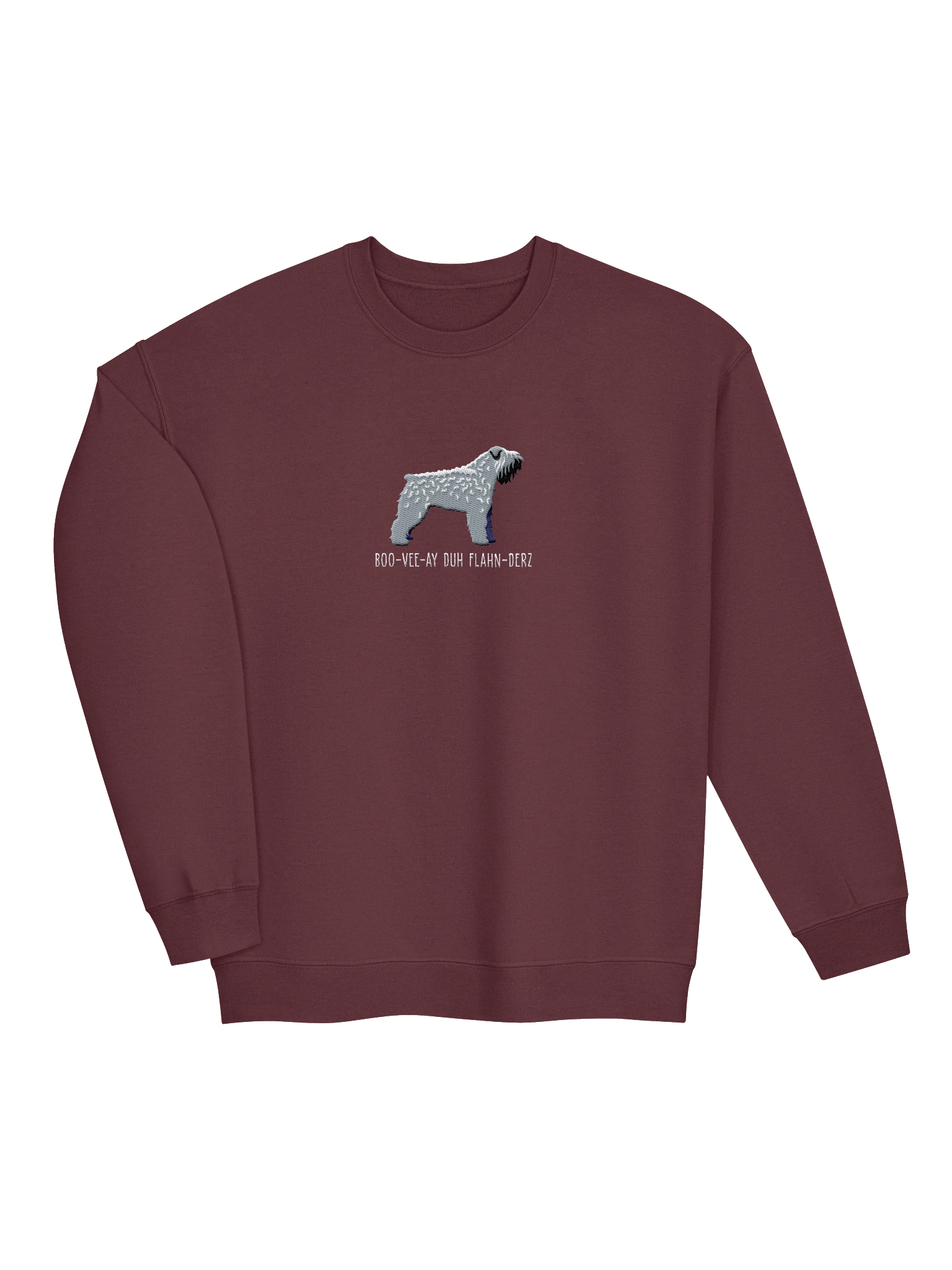 Boo-Vee-Ay Duh Flahn-Derz Sweatshirt (Embroidered) of a Bouvier Des Flandres(Salt & Pepper) product image (7)
