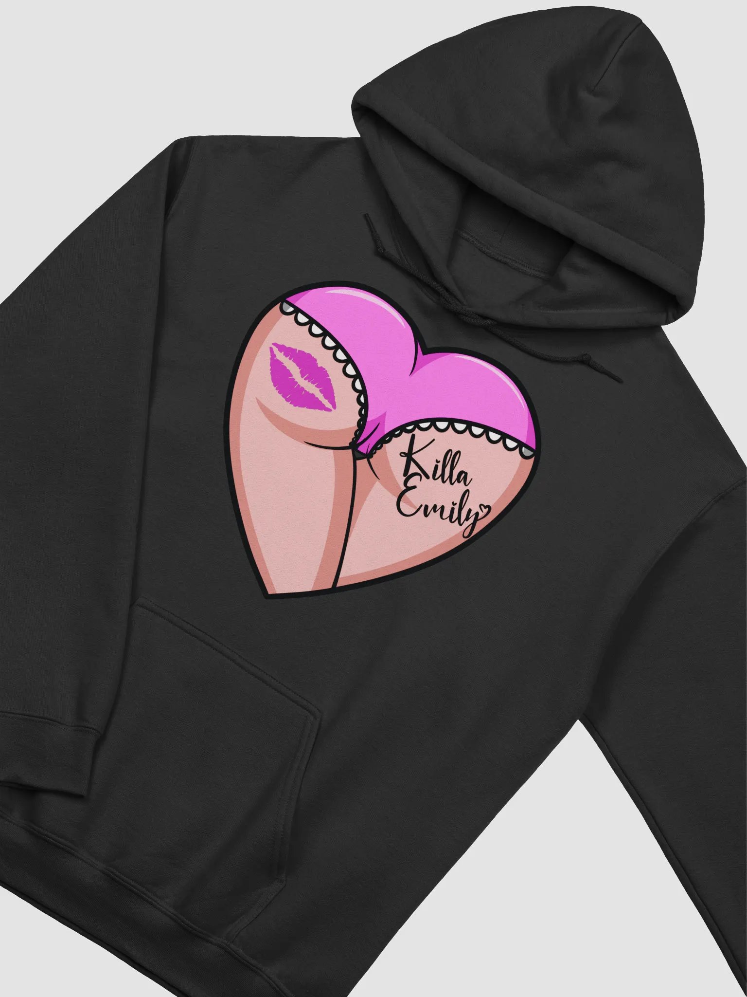 UNISEX KILLA EMILY PINK HEART BUTT LOGO HOODIE product image (3)