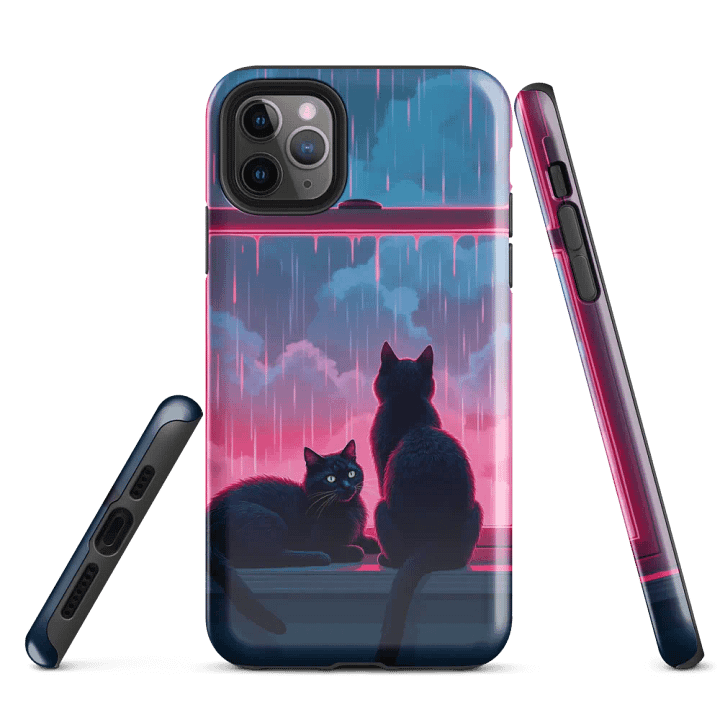 Neon Rain Cats Tough iPhone® Case product image (5)