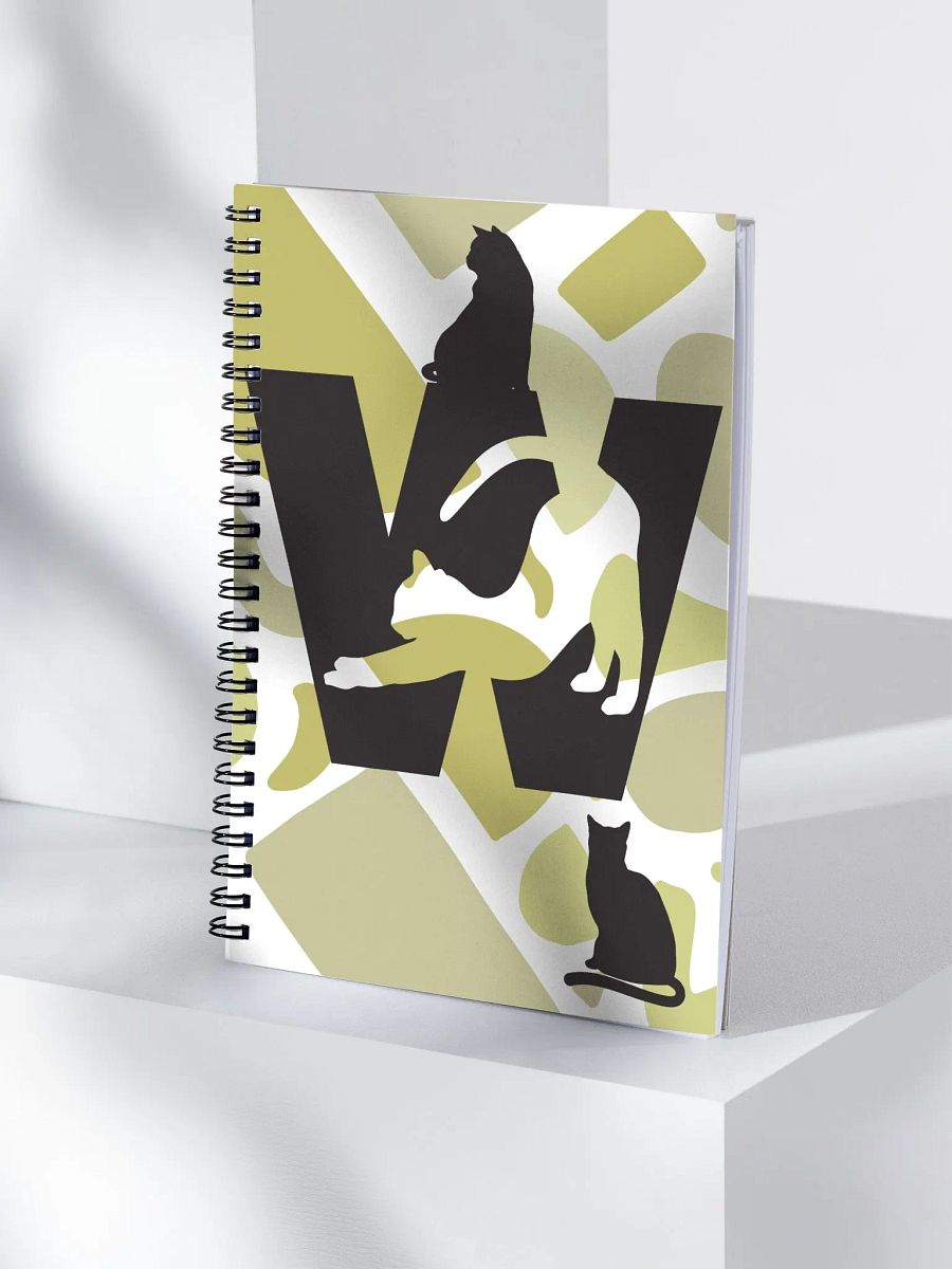 Monogram Letter W Cat Lover Geometric Greens Notebook product image (4)