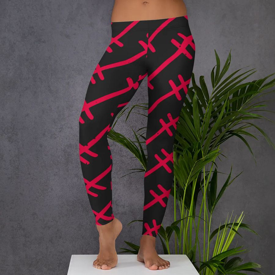 Criss-Cross Red Line All-Over Leggings product image (5)