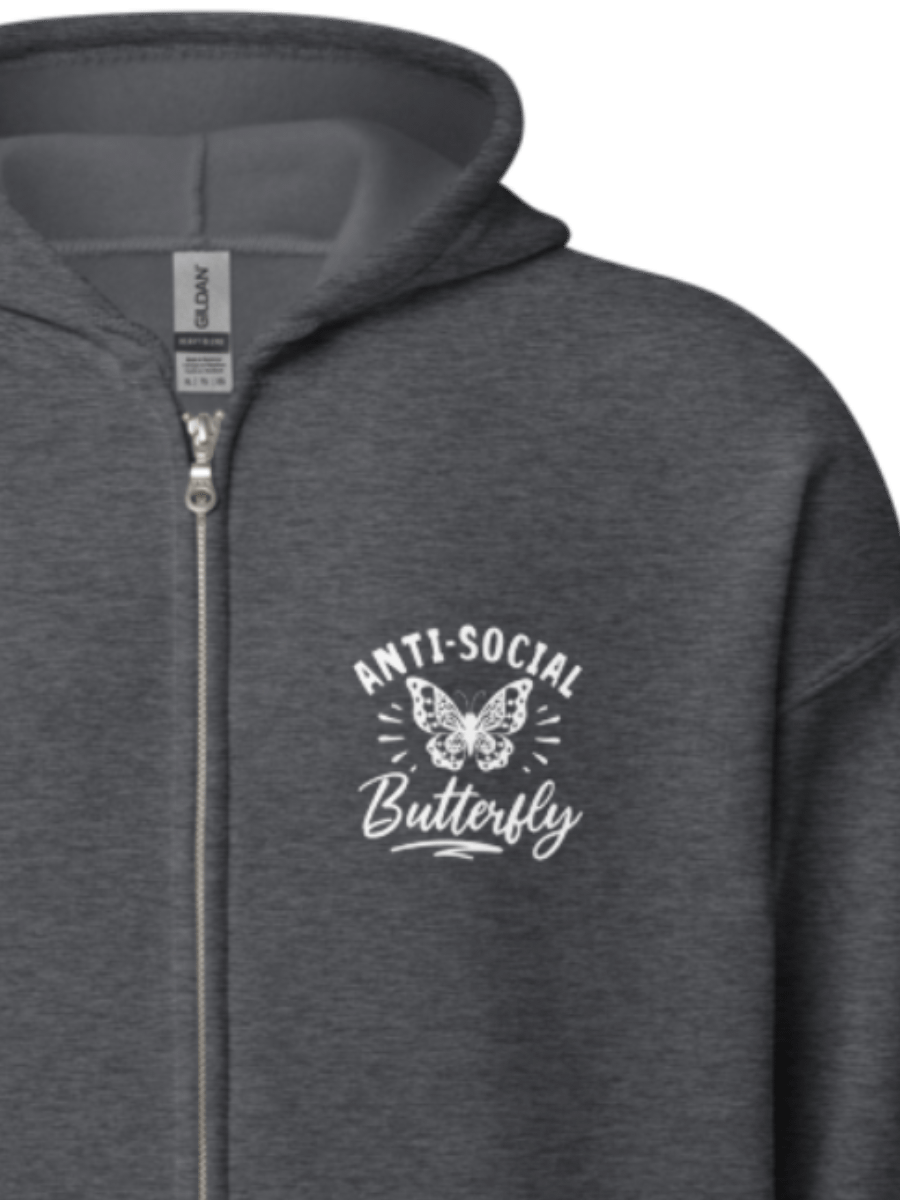 Subtle Anti-Social Butterfly Zip Up Hoodie (Front Only) product image (1)