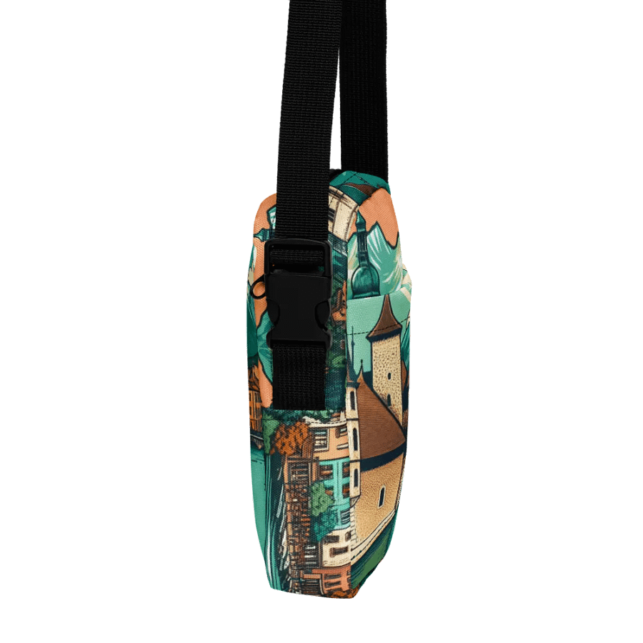 All-Over Print Utility Crossbody Bag | AI Design Annecy city product image (6)