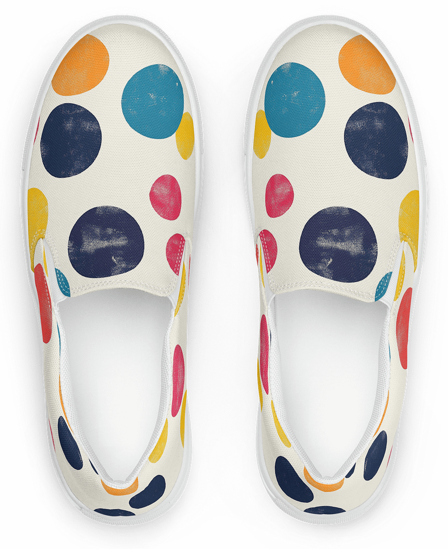 Polka Dot Illusion Vintage Retro Women's Slip-On Canvas Shoes product image (1)