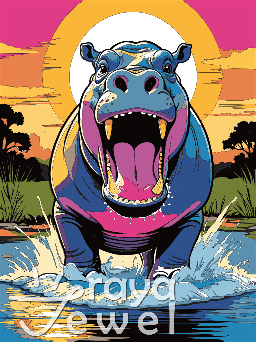 Hippo! Color by Number Coloring Page product image (1)