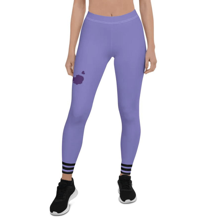All-Over Print Leggings-Backfill Moody Blue colour with Pink Lady design, black stripes. product image (1)