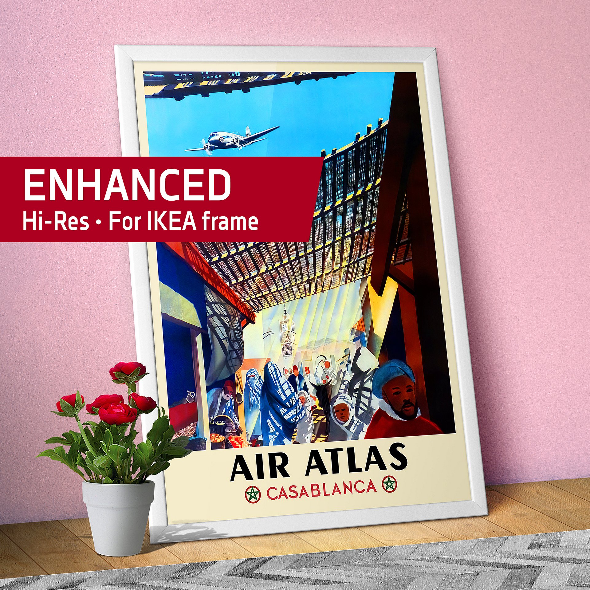 Morocco, Air Atlas, 1950s — retro travel poster, vintage travel print product image (1)