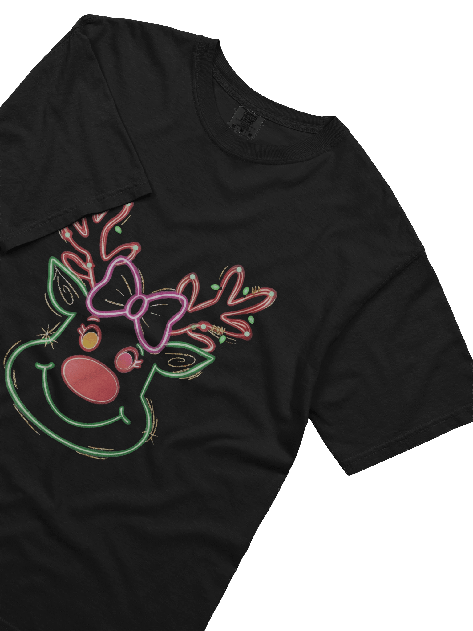 Neon Glow Reindeer T-Shirt | Heavyweight Cotton Festive Tee product image (3)