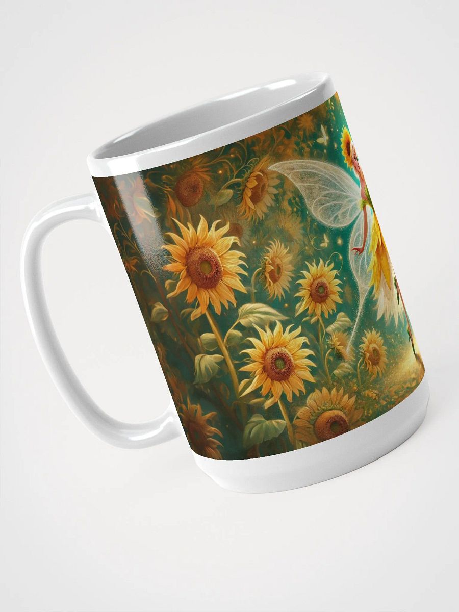Enchanting Sunflower Fairy 15 oz Glossy White Mug product image (4)