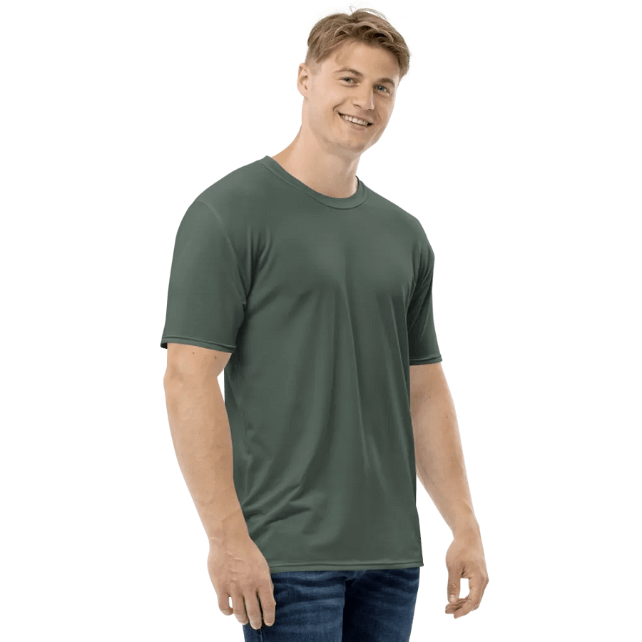 Plain Dark Sage Green Soft Summer Men's Crewneck Polyester Heavyweight Premium T-Shirt by Treasure Pie product image (6)
