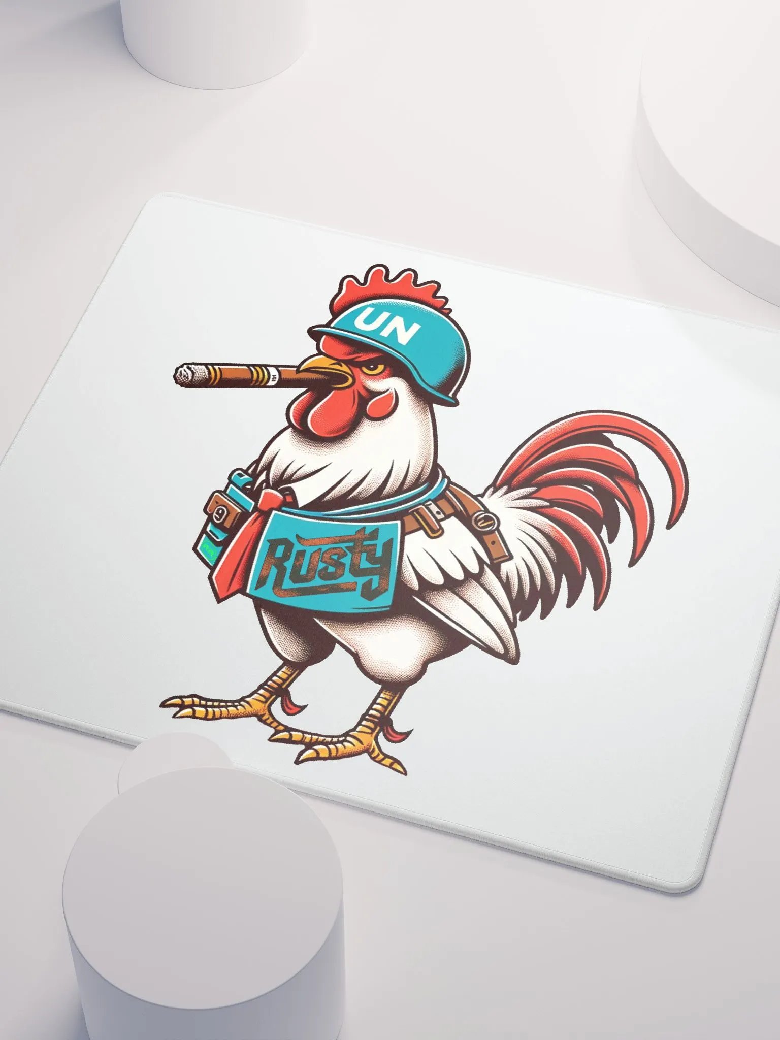 White Rusty the Rooster Gaming Mousepad! product image (3)
