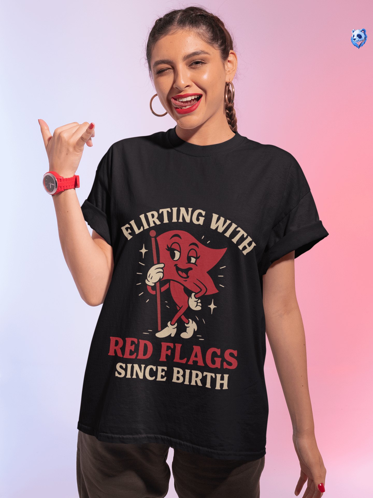 Flirting with Red Flags Since Birth | Funny Gen Z Graphic T-Shirt product image (2)