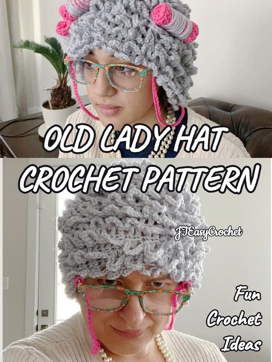 Old Lady Wig Crochet Pattern, Grey Hair Wig, Granny Wig Pattern with Curlers product image (3)