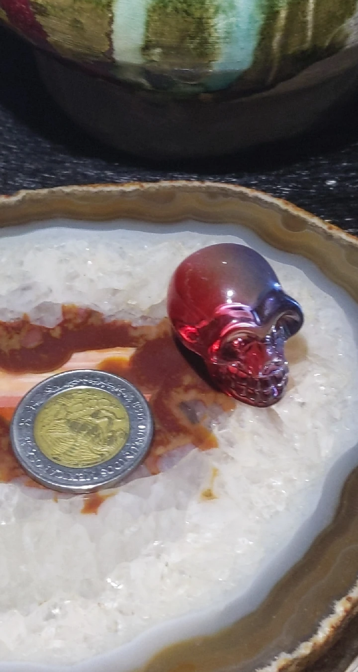 Red/White/Blue Aura Quartz Skull #6 product image (2)