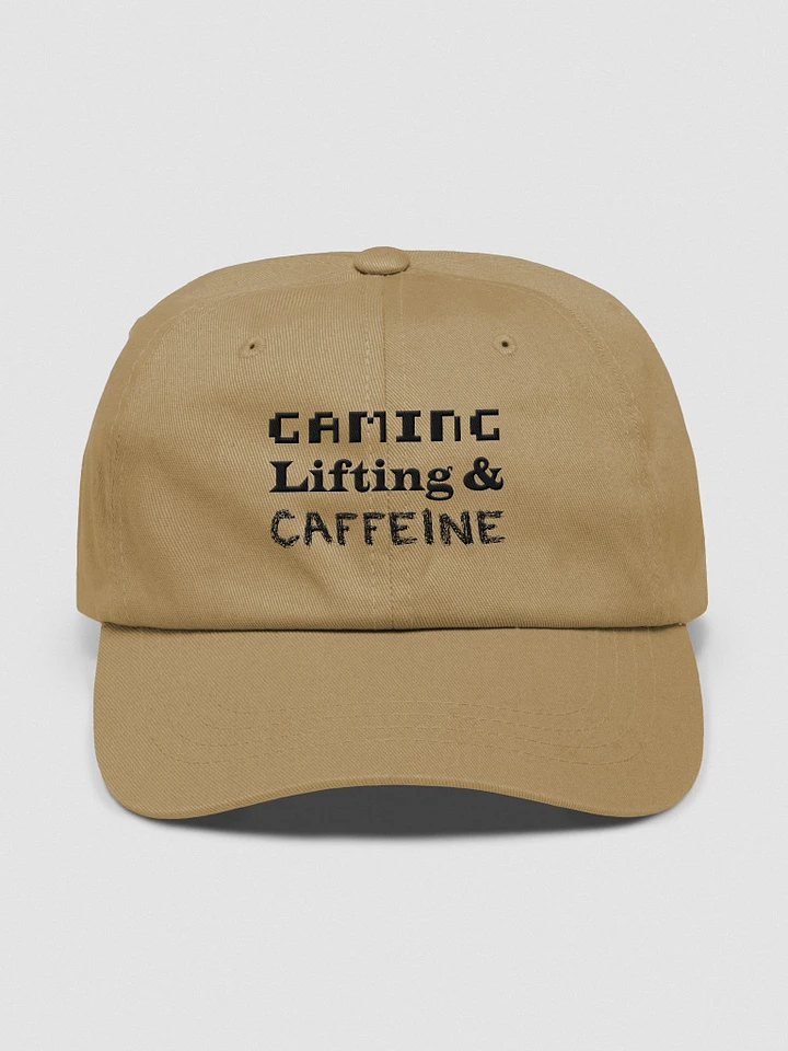 Gaming, Lifting & Caffeine Dad Hat - Black Lettering product image (1)