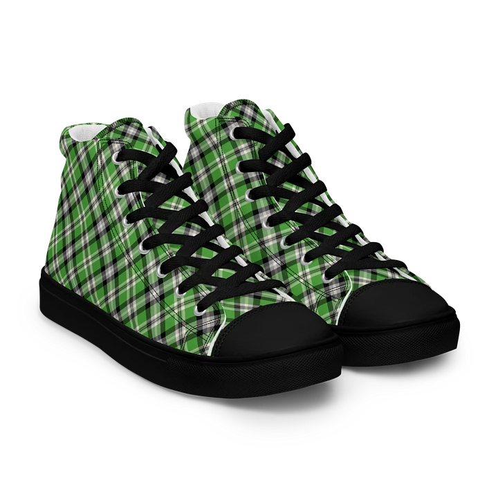 Bright Green Plaid Men's High Top Shoes product image (1)