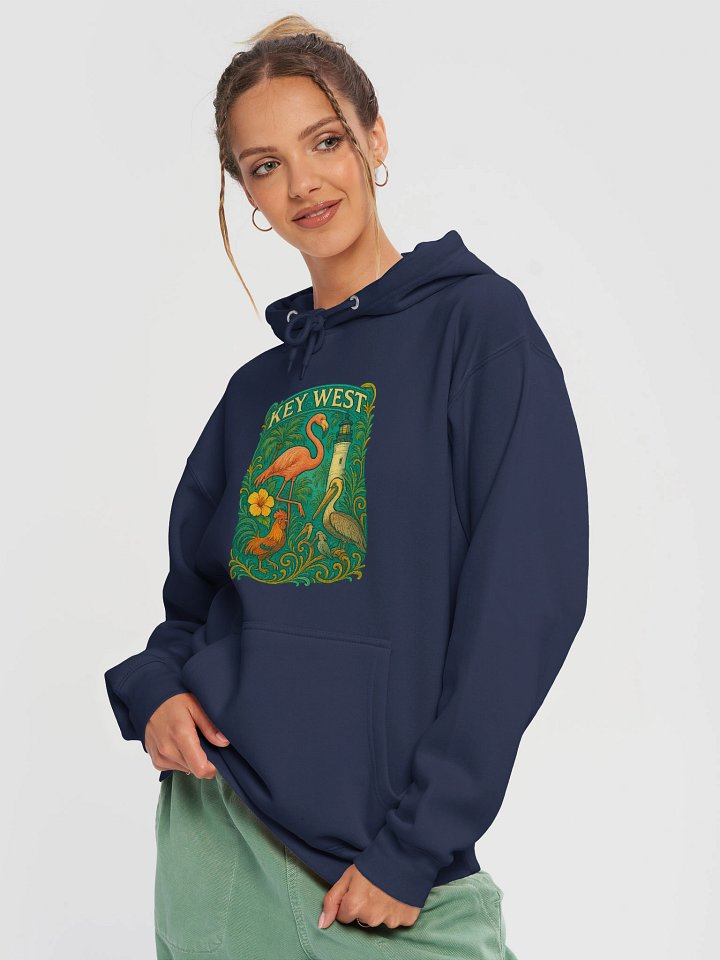 Key West Tropical Hoodie with Flamingo, Pelican, Rooster, Lighthouse, and Hibiscus product image (1)