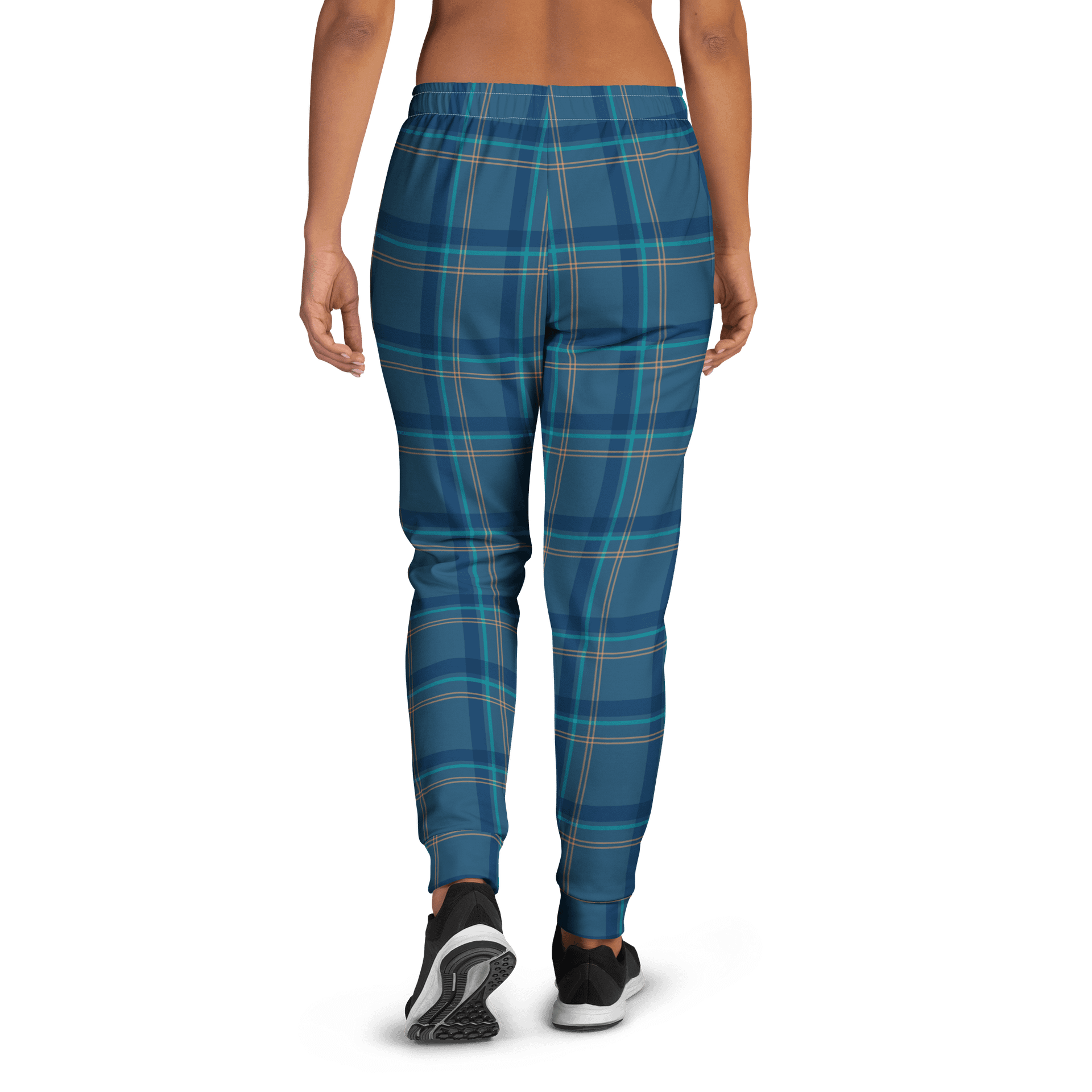 Women’s Teal Plaid All-Over Print Joggers product image (2)