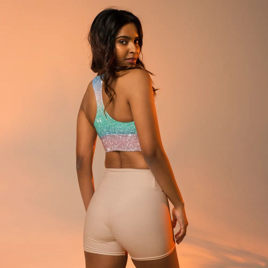Glitter Unicorn Texture Design Longline Sports Bra - 4 product image (10)