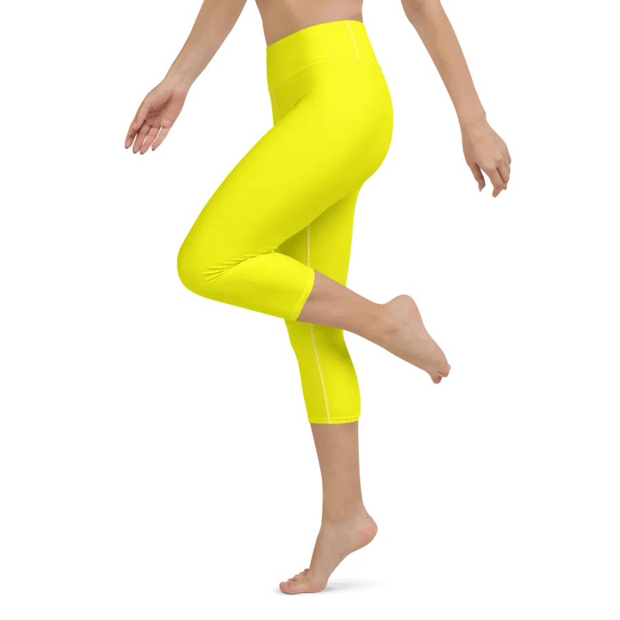 Plain Color Yellow Yoga Capri Leggings product image (4)