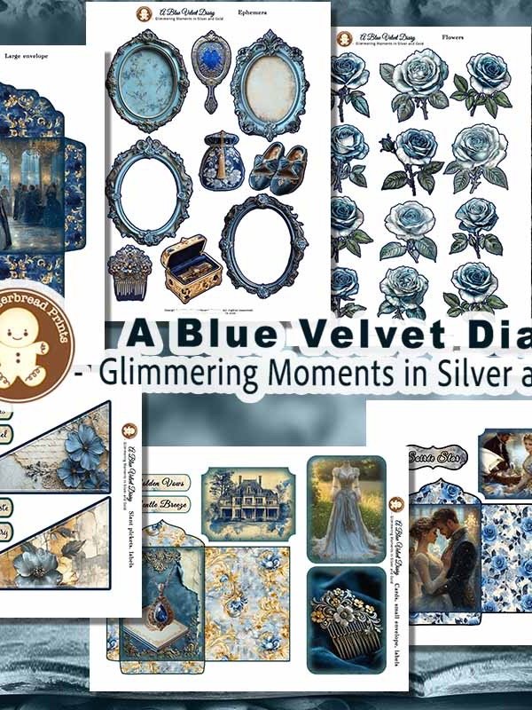 A Blue Velvet Diary Journal kit digital Download product image (9)