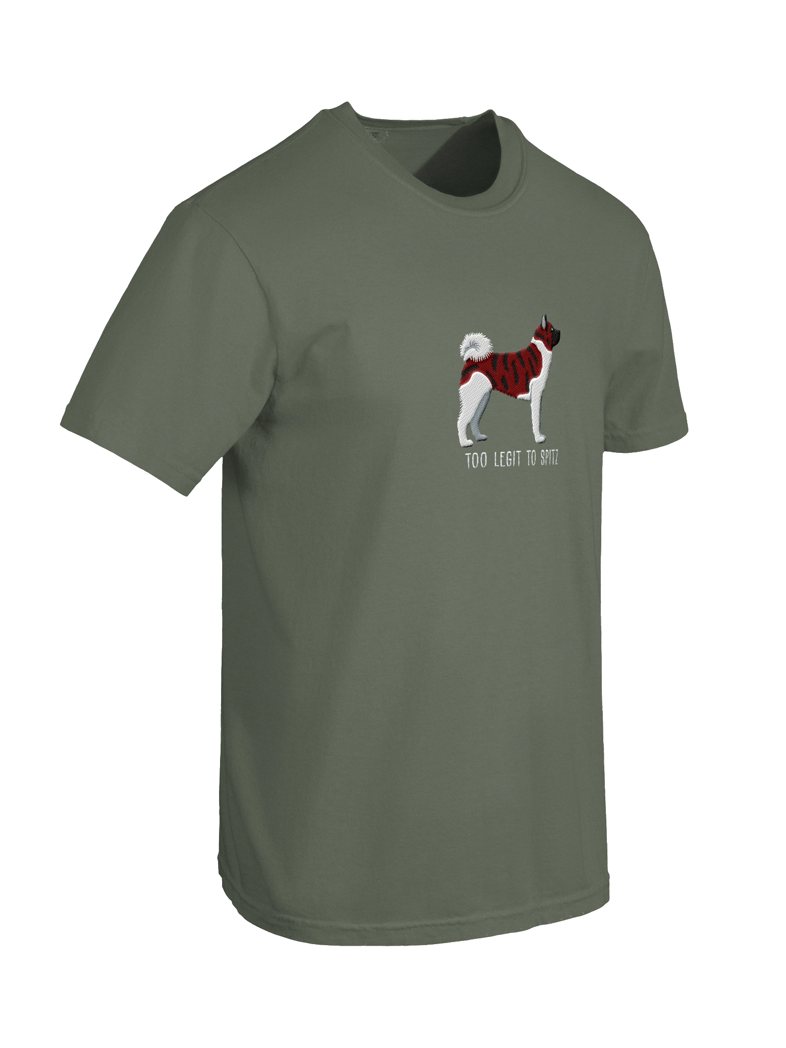 Too Legit to Spitz T-Shirt(Embroidered) of an American Akita(Brindle & White) product image (28)