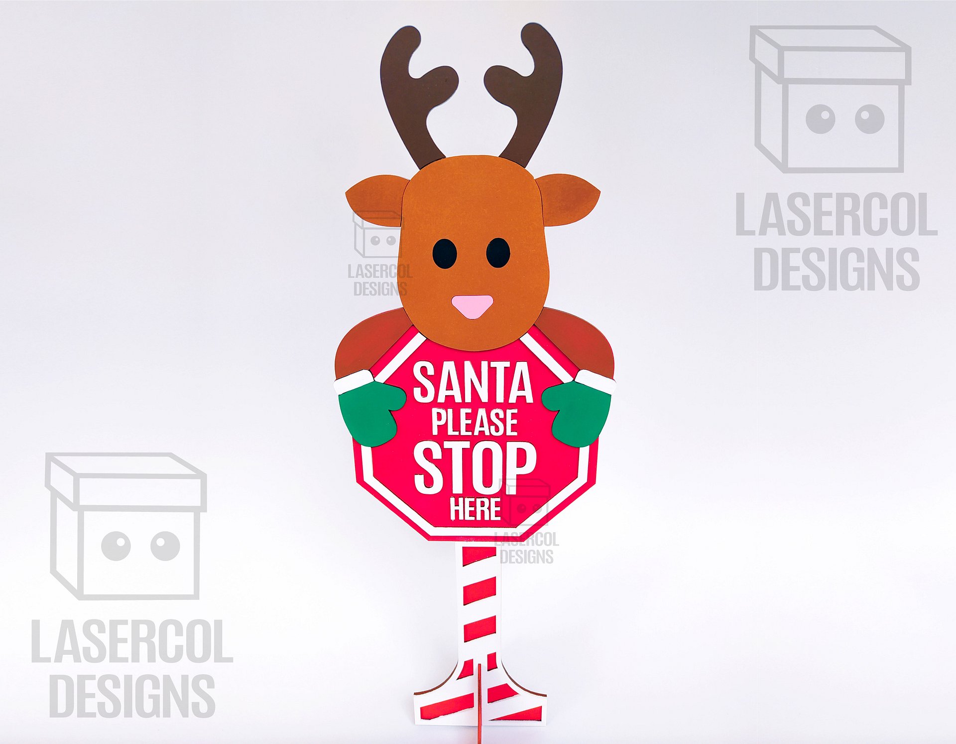 Santa Please Stop Here Sign (Reindeer) - Laser Cut Files product image (2)