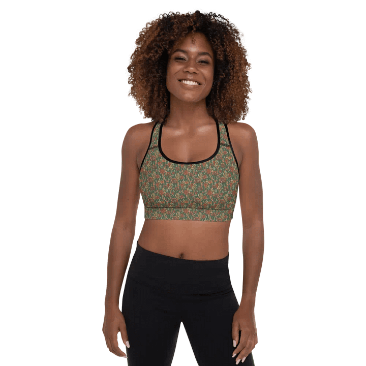 Brown All-Over Print Padded Sports Bra product image (1)