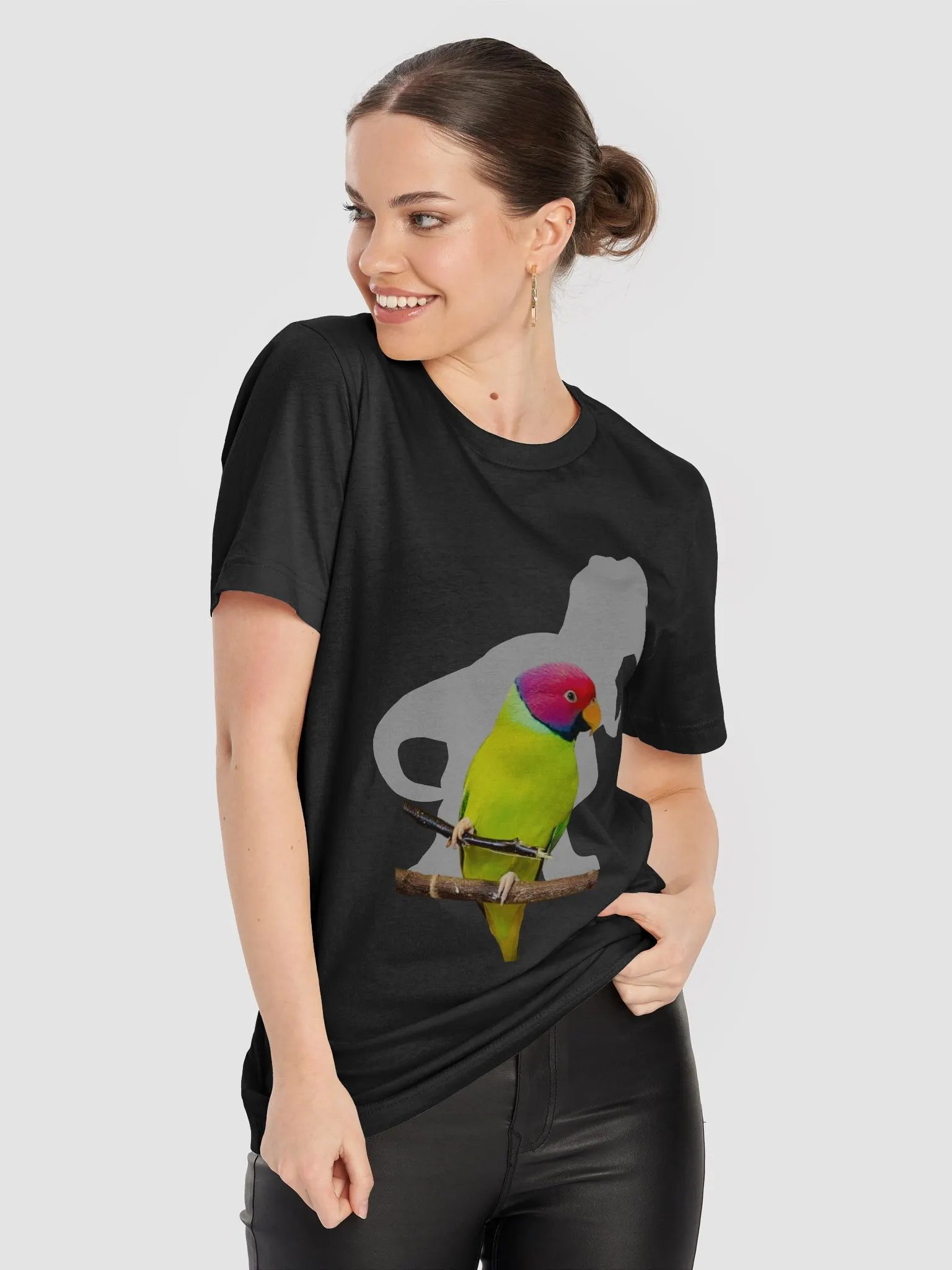 Plumheaded Parakeet Bird with Dinosaur T-Shirt product image (4)