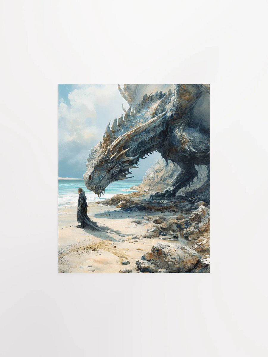 Knight with a giant dragon on a beach - Poster product image (2)