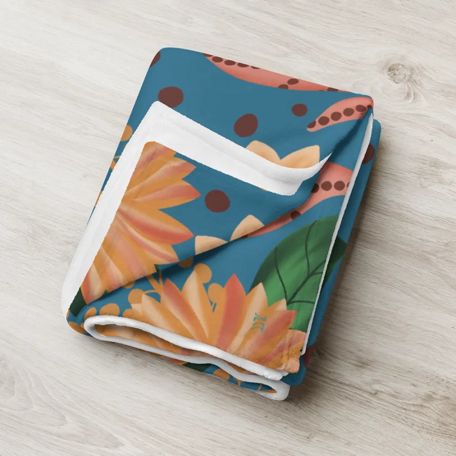El Yunque Blue Floral Blanket product image (18)