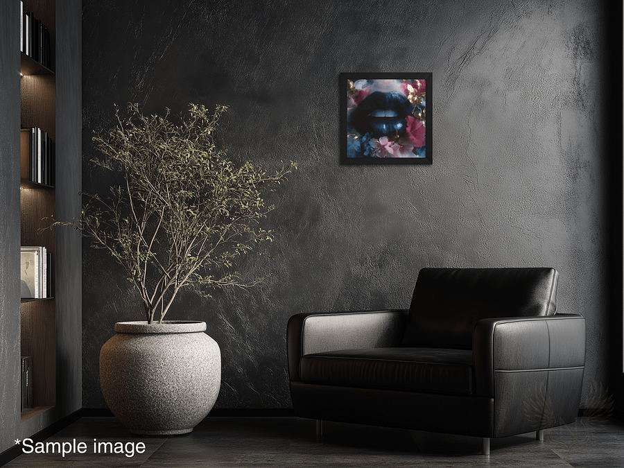 Velvet Bloom: Bold Lips & Floral Fantasy Wall Art Print product image (5)