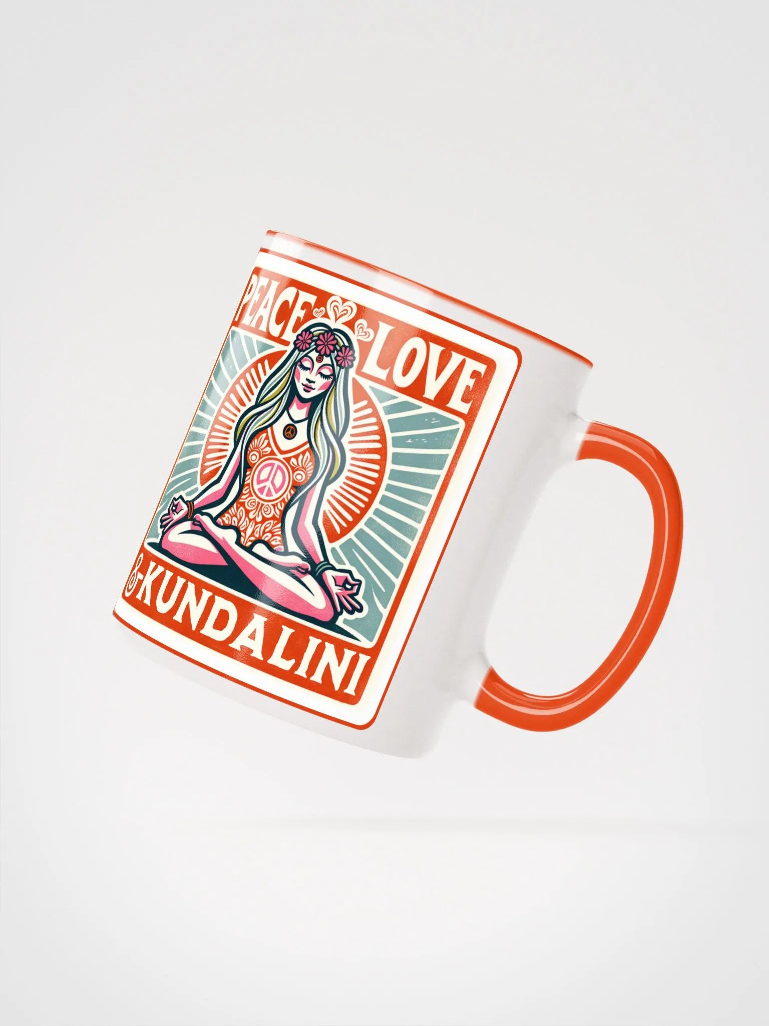 Peace, Love & Kundalini Orange Accent Mug product image (2)