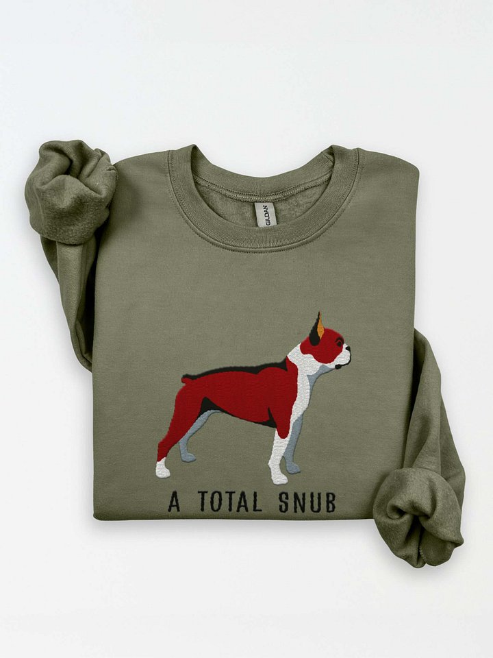 A Total Snub Sweatshirt (Embroidered) of a Boston Terrier(Red & White) product image (1)