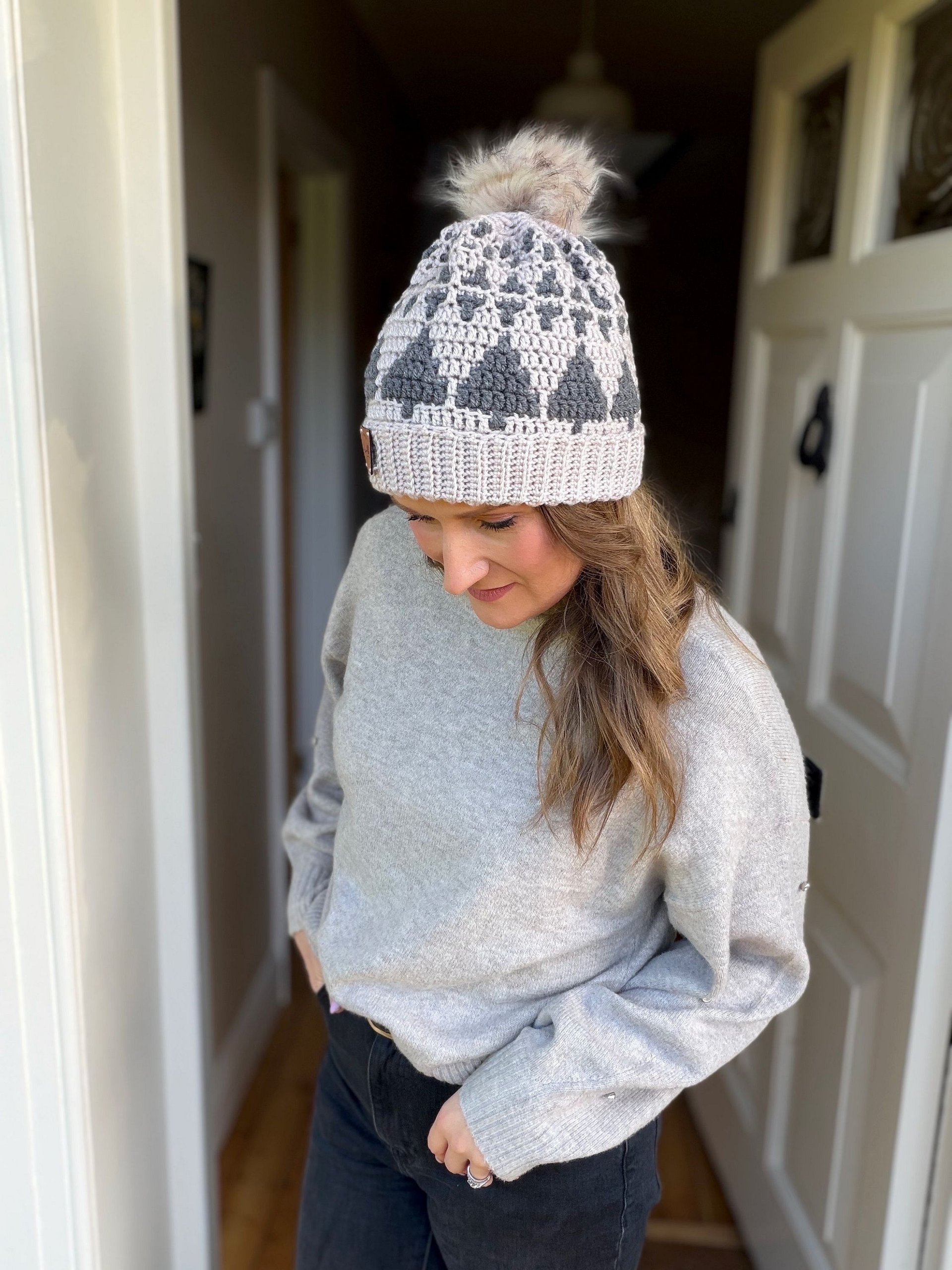 CROCHET PATTERN + VIDEO Twinkling Trees Hat | Overlay Mosaic Christmas Crochet Beanie | 6 Sizes Baby to Adult product image (1)