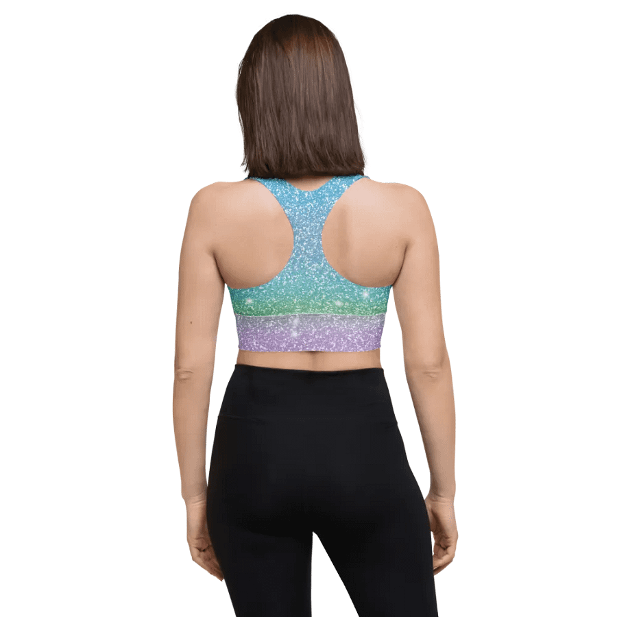 Glitter Unicorn Texture Design Longline Sports Bra - 6 product image (4)