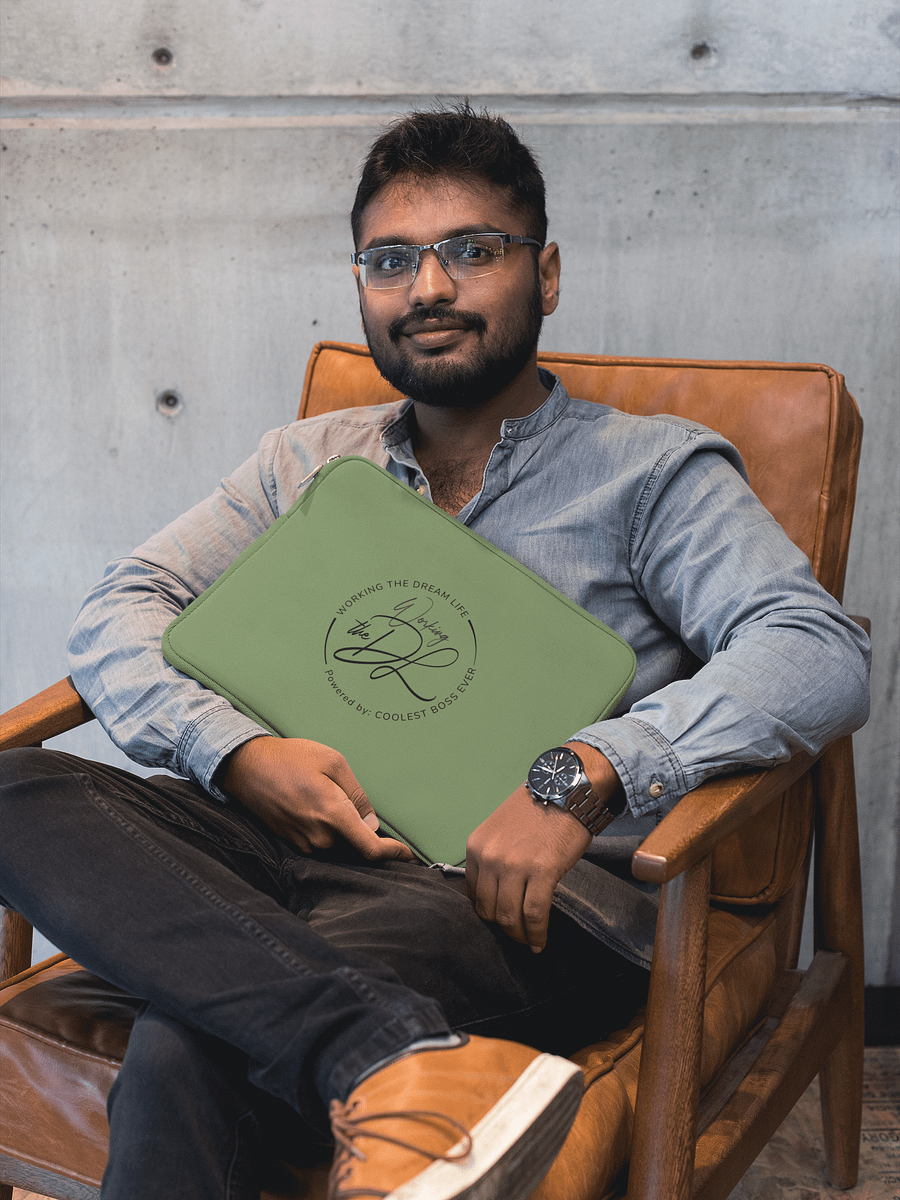 Premium Green Laptop Sleeve – Working The Dream Life | Sleek, Protective & Leadership-Ready (13” & 15”) product image (3)