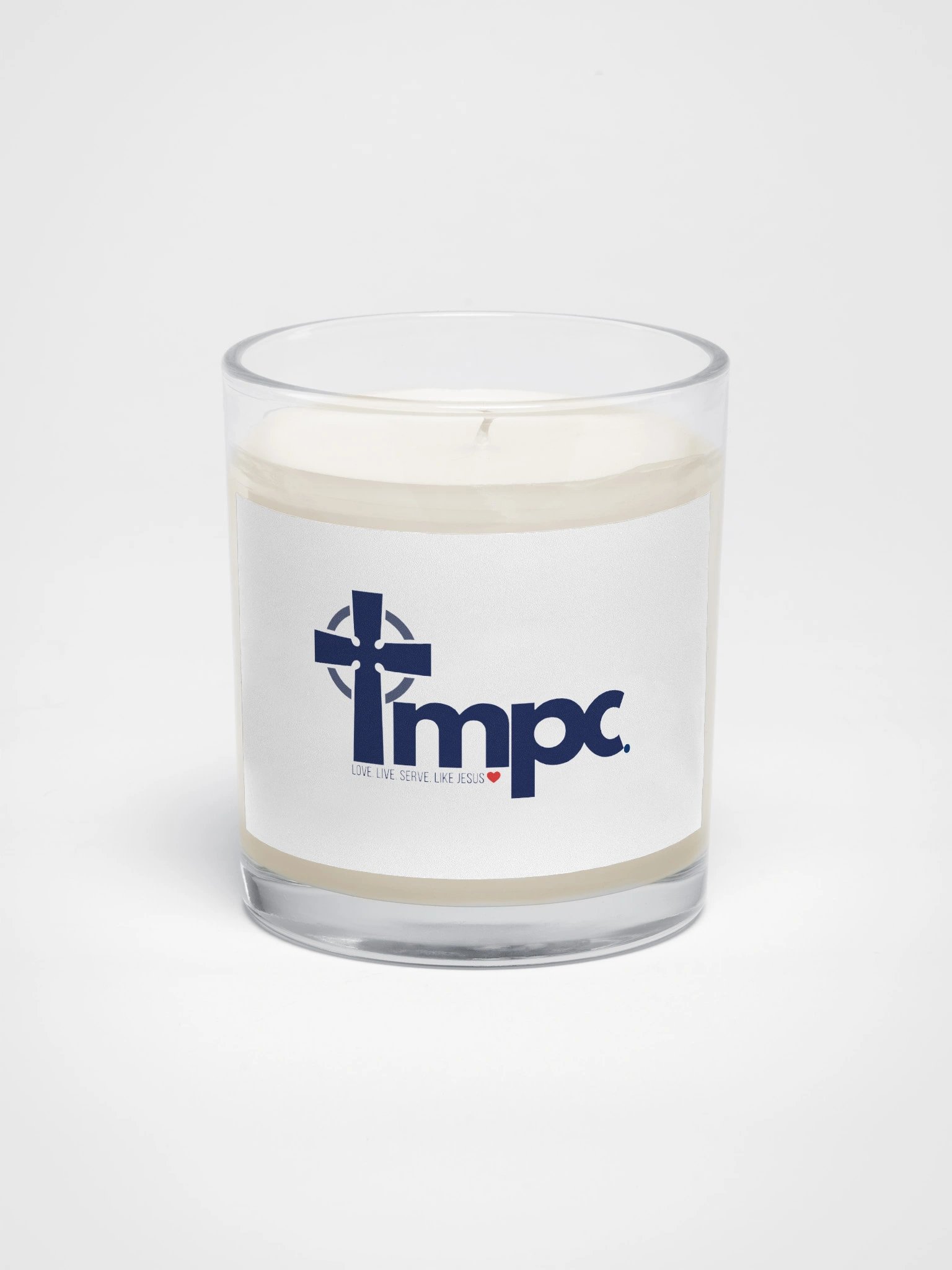 Cross TMPC Logo: LOVE.LIVE.SERVE.LIKE JESUS Unscented Soy Natural Candle product image (1)