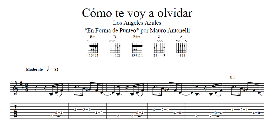 Cómo te voy a olvidar - Partitura + Tabs + Acordes + Pista product image (1)