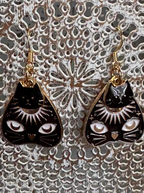 Mystic Black Cat Planchette Earrings product image (2)
