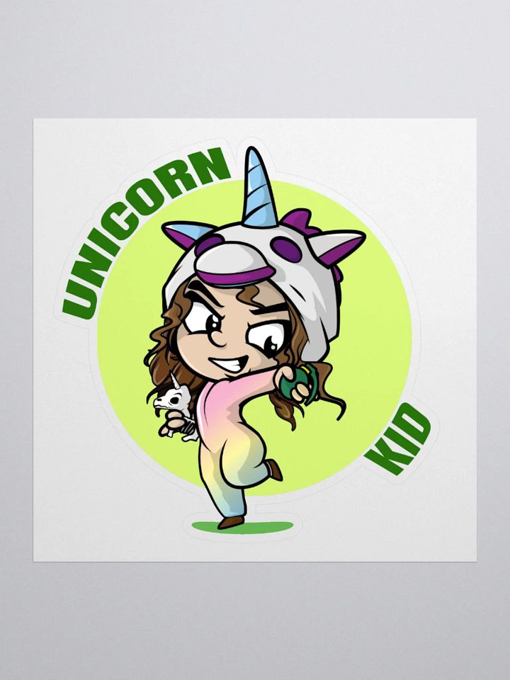 Unicorn Kid Kiss-Cut Sticker Green product image (2)