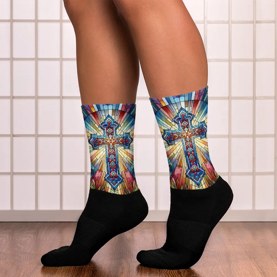 Stain-glass Style Cross - Socks product image (12)