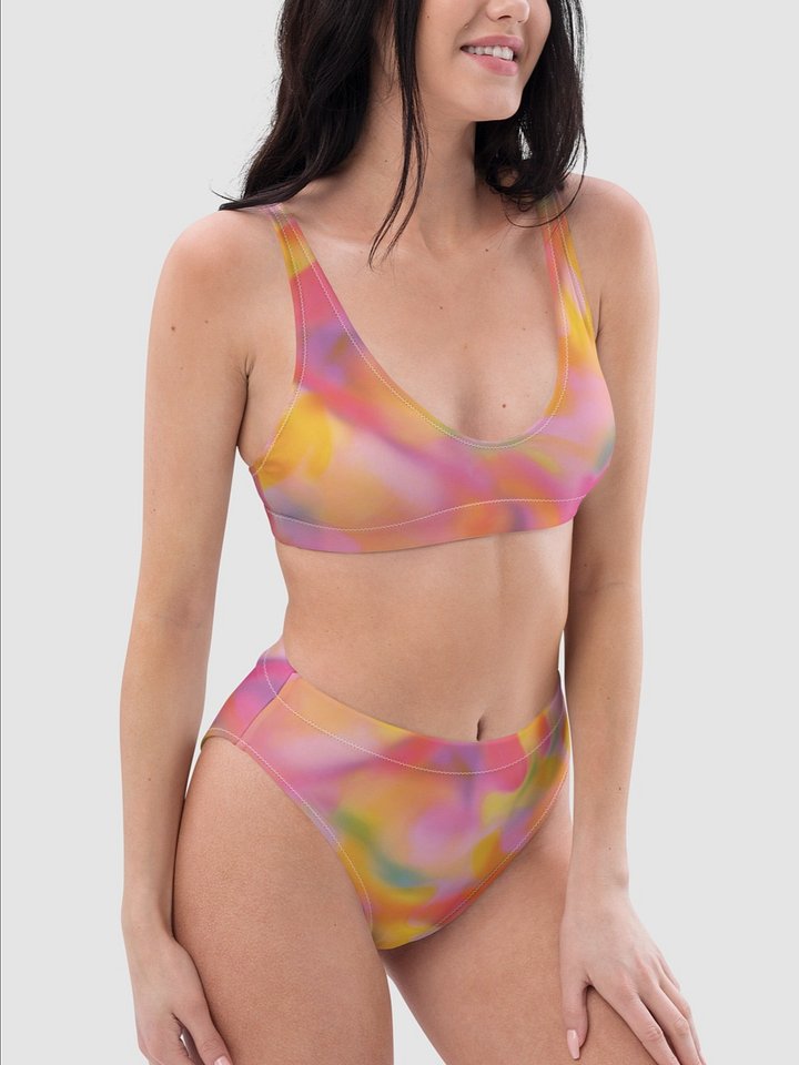 Recycled Padded Bikini Top "Sweet Pastel Tie Dye in Orange Light Pink" product image (1)