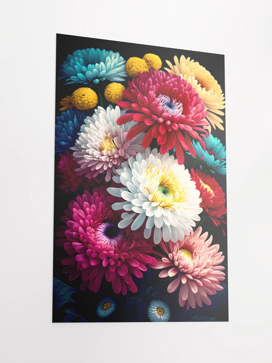 Rainbow Chrysanthemum Array - Exquisite Floral Bouquet Art Print Matte Poster product image (4)