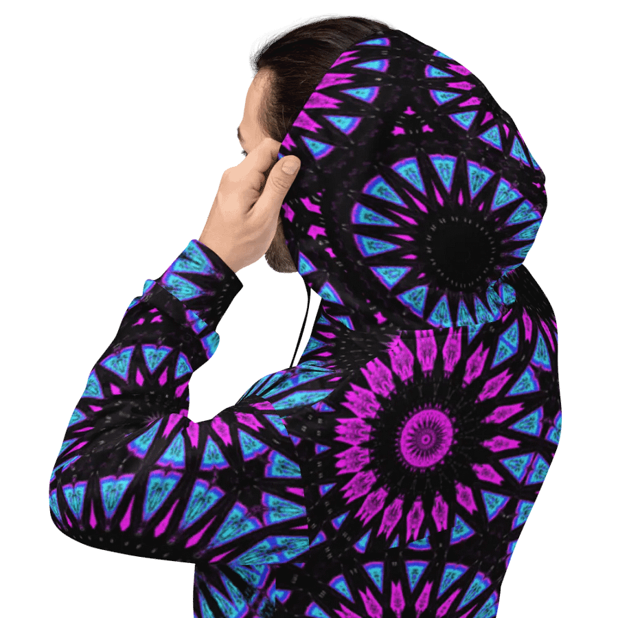Abstract Circular Shapes in Turquoise, Black and Pink Unisex All Over Print Hoodie product image (4)