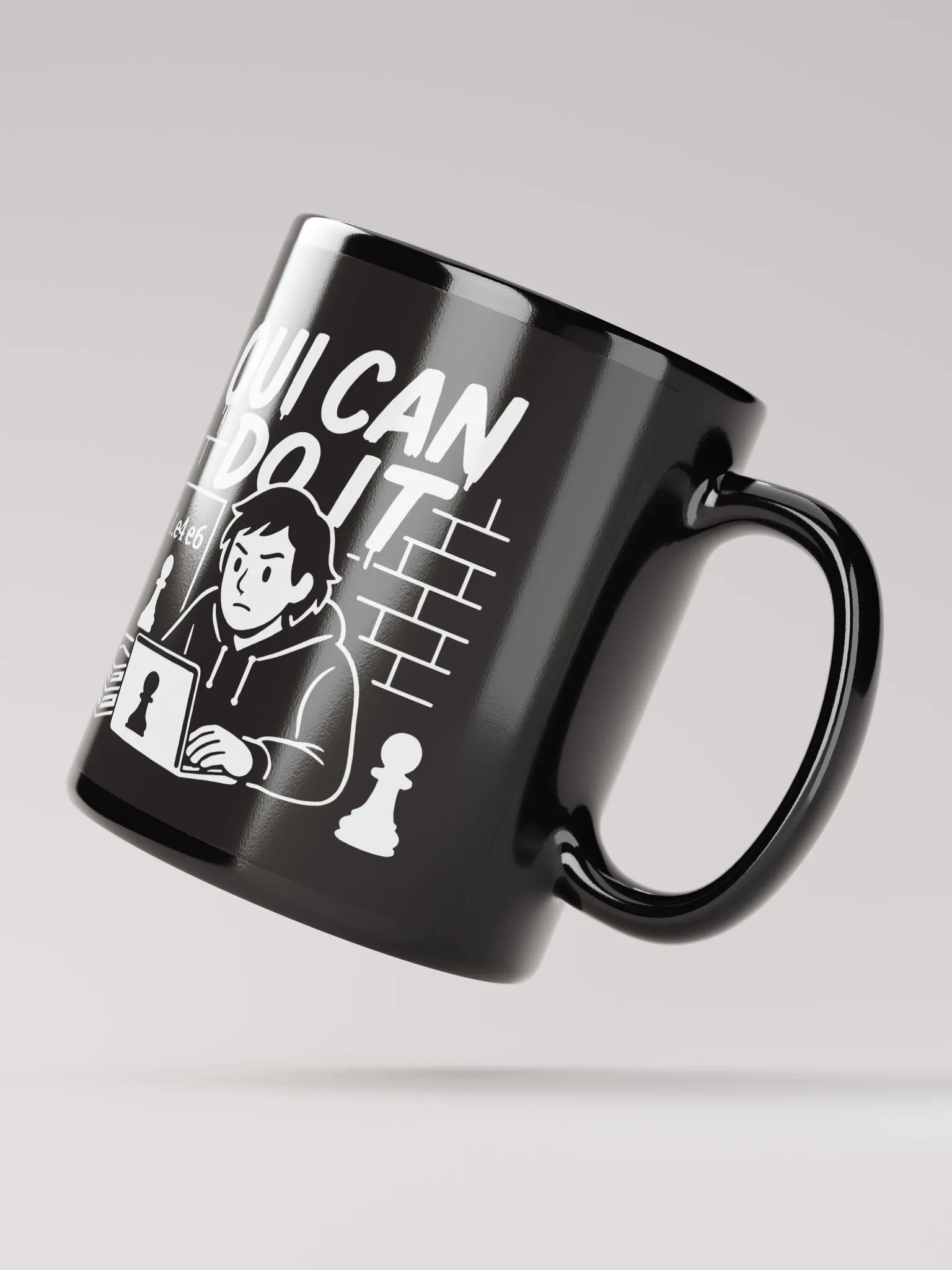 Oui Can Do It - Black Glossy Mug product image (4)