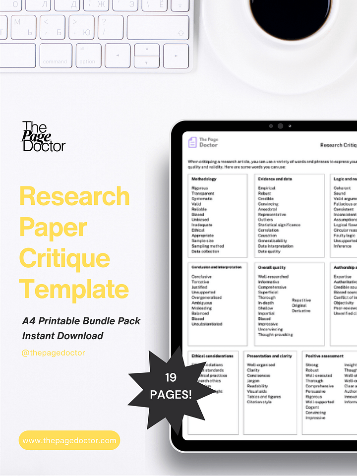 Research Paper Critique Template product image (1)
