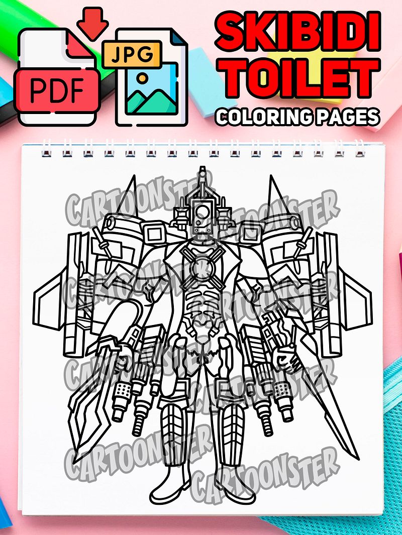 New Upgraded Titan Cameraman from Skibidi Toilet Zombie Universe | Coloring Page | Printable PDF & JPG