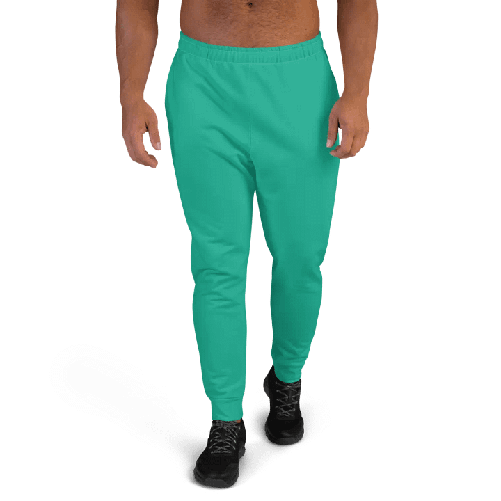 Plain Medium Sea Green Light Summer Recycled Polyester Premium Men's Joggers by Treasure Pie product image (1)