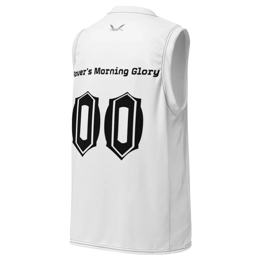 Rover's Morning Glory - White - Recycled Unisex Basketball Jersey - Black HApex Gear Black Logo product image (10)